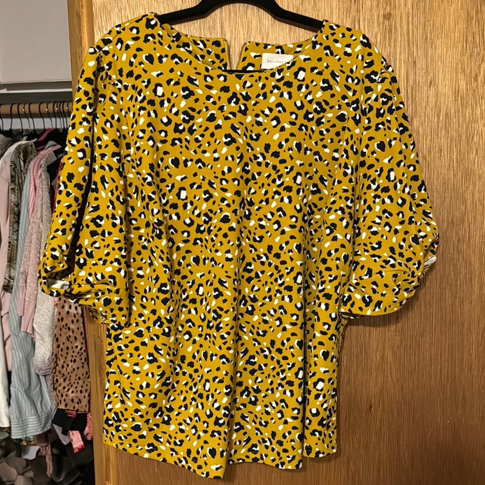 Yellow Leopard Print Women's Top